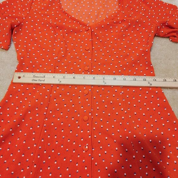 Forever 21 Button Front Flutter Sleeve Dress Size Small Button Down Polka Dot - Picture 7 of 9